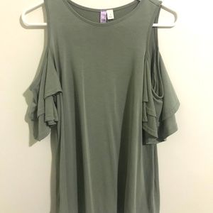 Green Blouse with open shoulder